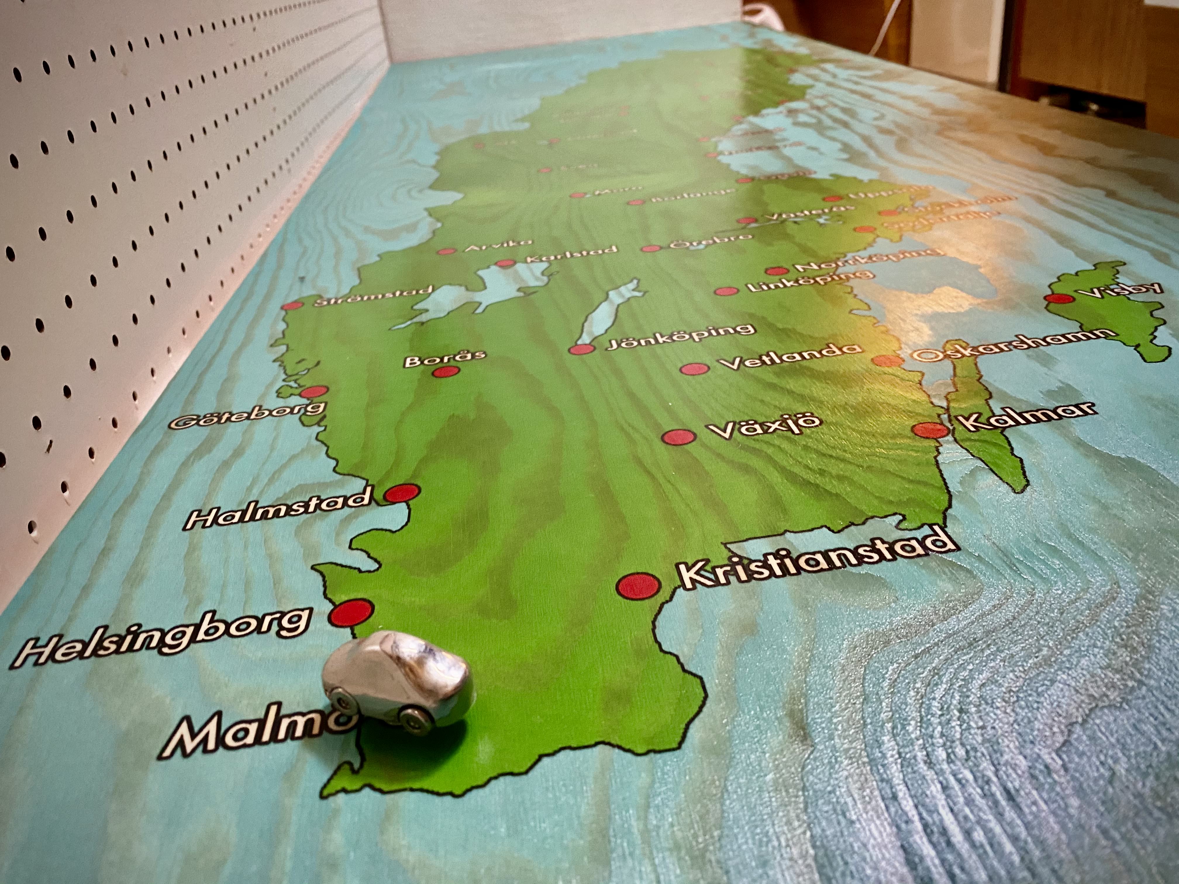 Wooden Swedish map